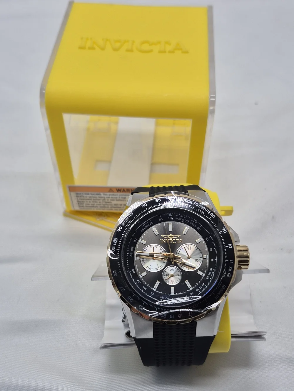 Invicta Men's Black and Gold Chronograph Watch